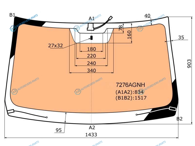 7276AGNH Стекло лобовое с полным обогревом RENAULT DUSTER 15-NISSAN TERRANO 14-