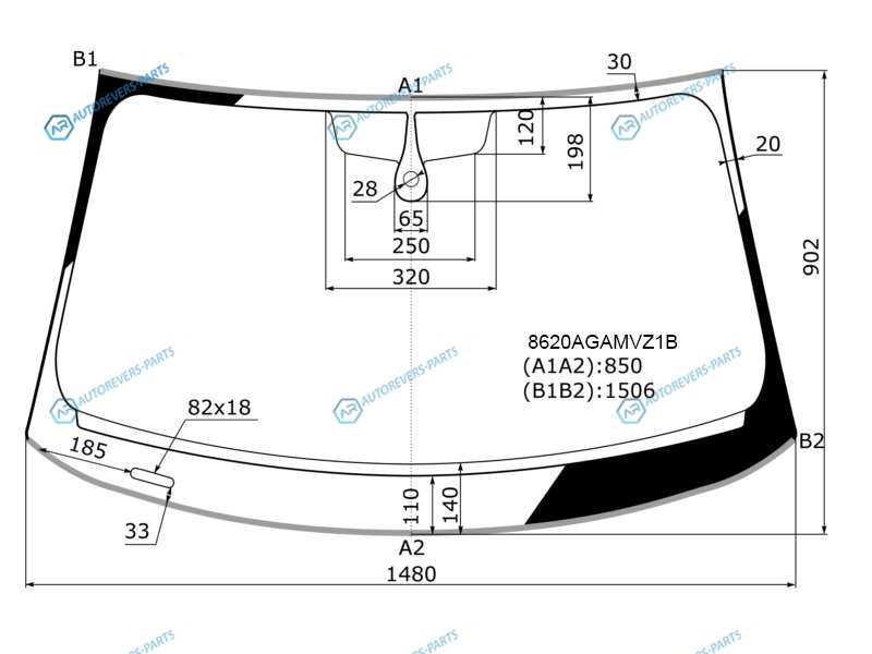 8620AGAMVZ1B Стекло лобовое+дд в клей AUDI A3 4D 13-20