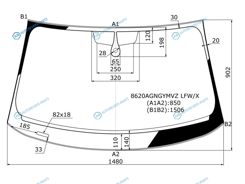 8620AGNGYMVZ LFWX Стекло лобовое+дд в клей AUDI A3 4D 13-20