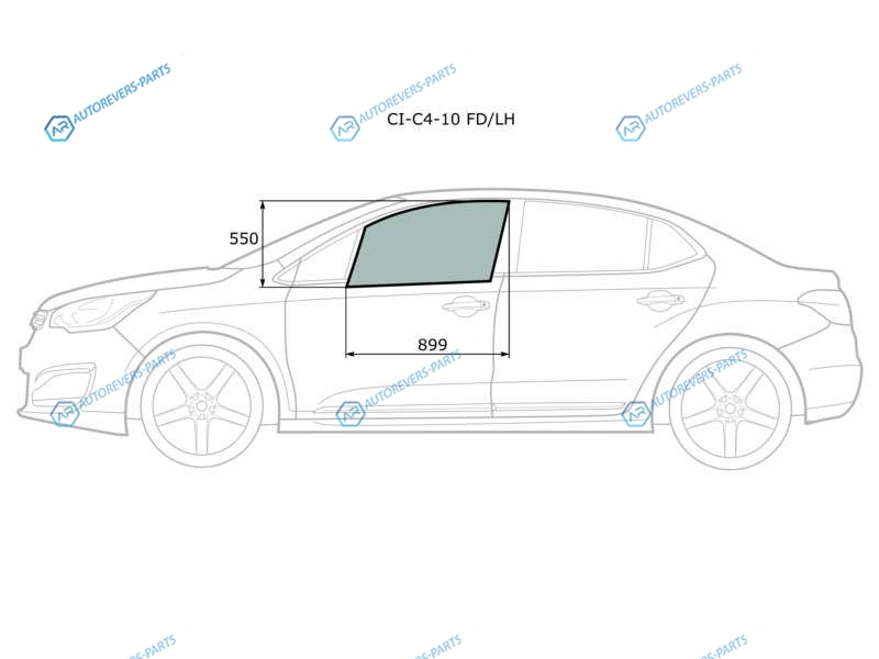 CI-C4-10 FDLH Стекло переднее левое опускное CITROEN C4 45D 10-