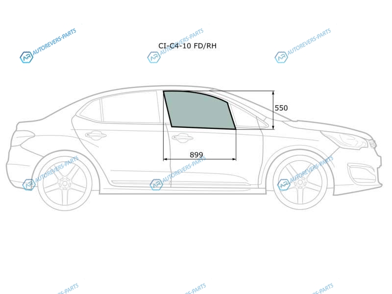 CI-C4-10 FDRH Стекло переднее правое опускное CITROEN C4 45D 10-