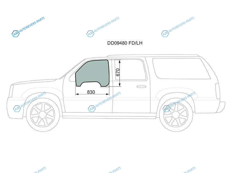 DD09480 FDLH Стекло переднее левое опускное CADILLAC ESCALADE ESV UTILITY 02-07