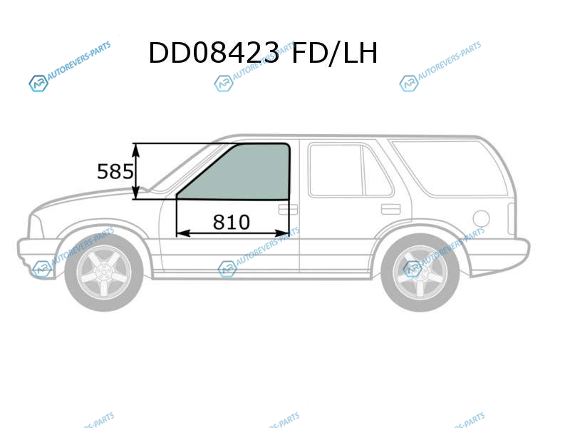 DD08423 FDLH Стекло переднее левое опускное CHEVROLET BLAZER S10 35D 95-05