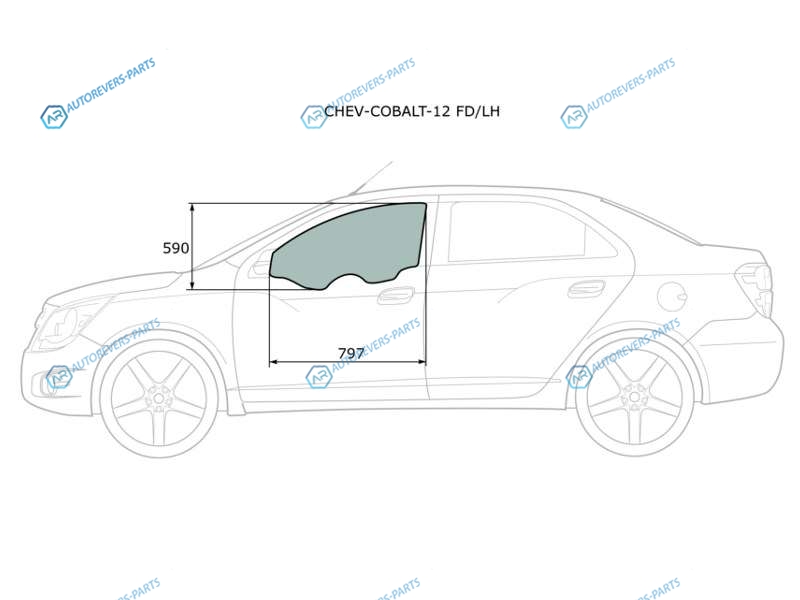 CHEV-COBALT-12 FDLH Стекло переднее левое опускное CHEVROLET COBALT 4D 12-RAVON R4 16-