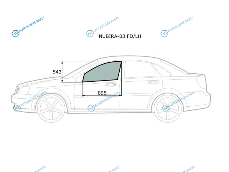 NUBIRA-03 FDLH Стекло переднее левое опускное CHEVROLET LACETTI DAEWOO NUBIRA 45D 04-13