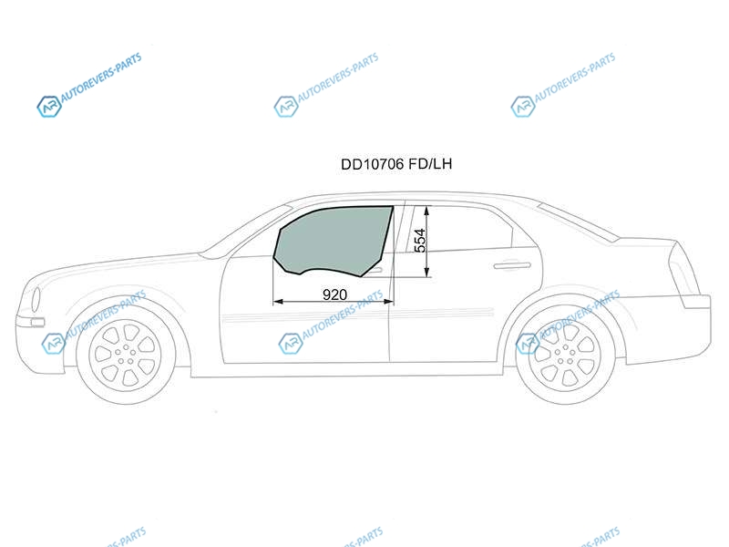 DD10706 FDLH Стекло переднее левое опускное CHRYSLER 300C 4D 04-08