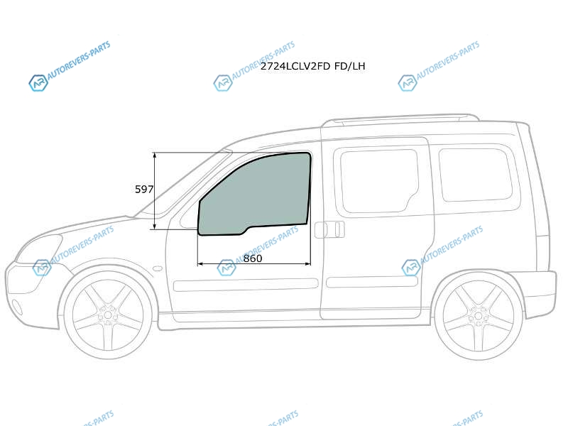 2724LCLV2FD FDLH Стекло переднее левое опускное CITROEN BERLINGO 96-11PEUGEOT PARTNER 96-11