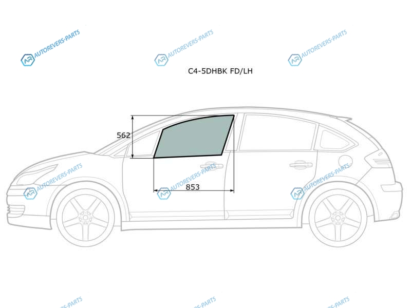 C4-5DHBK FDLH Стекло переднее левое опускное CITROEN C4 5D HBK 04-10