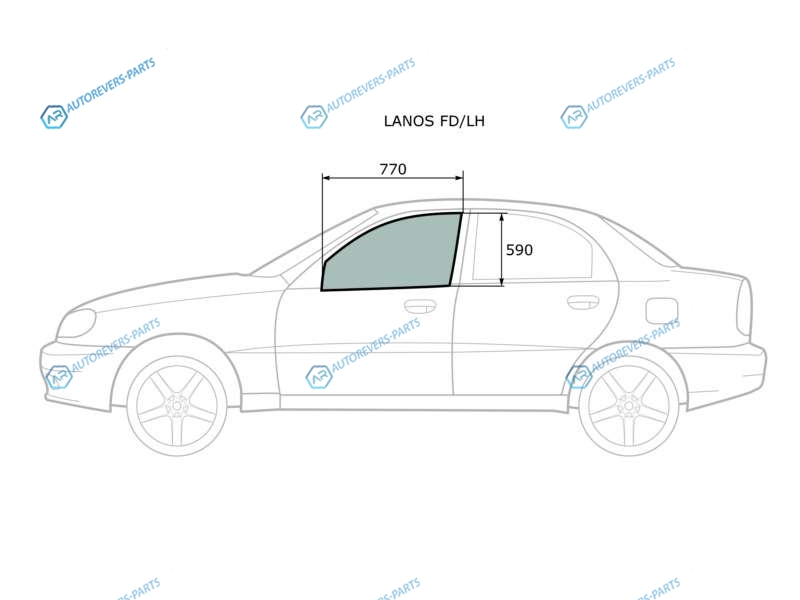 LANOS FDLH Стекло переднее левое опускное DAEWOO LANOSSHEVROLET LANOSZAZ CHANCE 45D 05-09