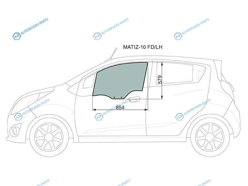 MATIZ-10 FDLH Стекло переднее левое опускное DAEWOO MATIZ III CREATIVE 09-11CHEVROLET SPARK 10-