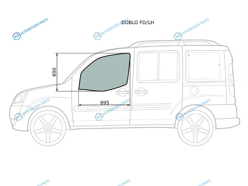 DOBLO FDLH Стекло переднее левое опускное FIAT 01-
