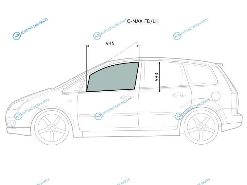 C-MAX FDLH Стекло переднее левое опускное FORD 03-10