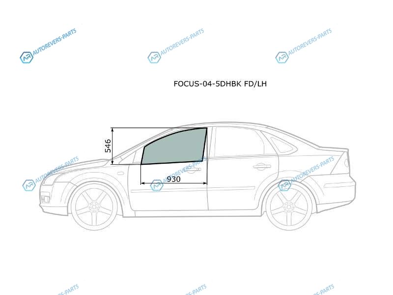 FOCUS-04-5DHBK FDLH Стекло переднее левое опускное FORD FOCUS II 45D 05-11