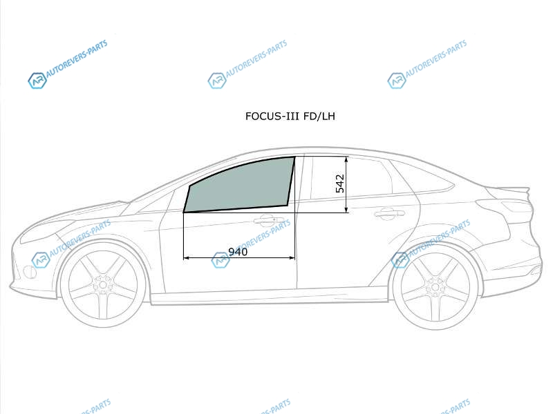 FOCUS-III FDLH Стекло переднее левое опускное FORD FOCUS III 45D HBK 11-19