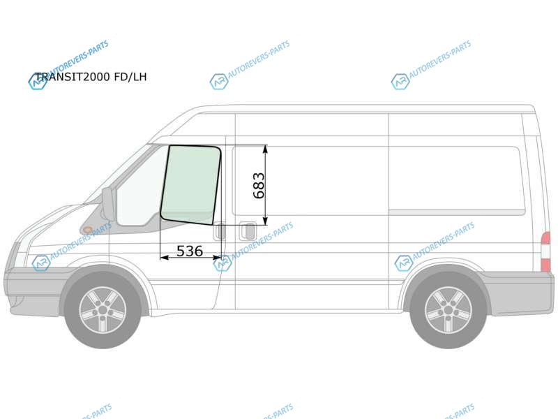 TRANSIT2000 FDLH Стекло переднее левое опускное FORD TRANSIT VAN 00-