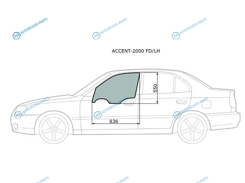 ACCENT-2000 FDLH Стекло переднее левое опускное HYUNDAI ACCENT (сборка Россия) 45D 00-12