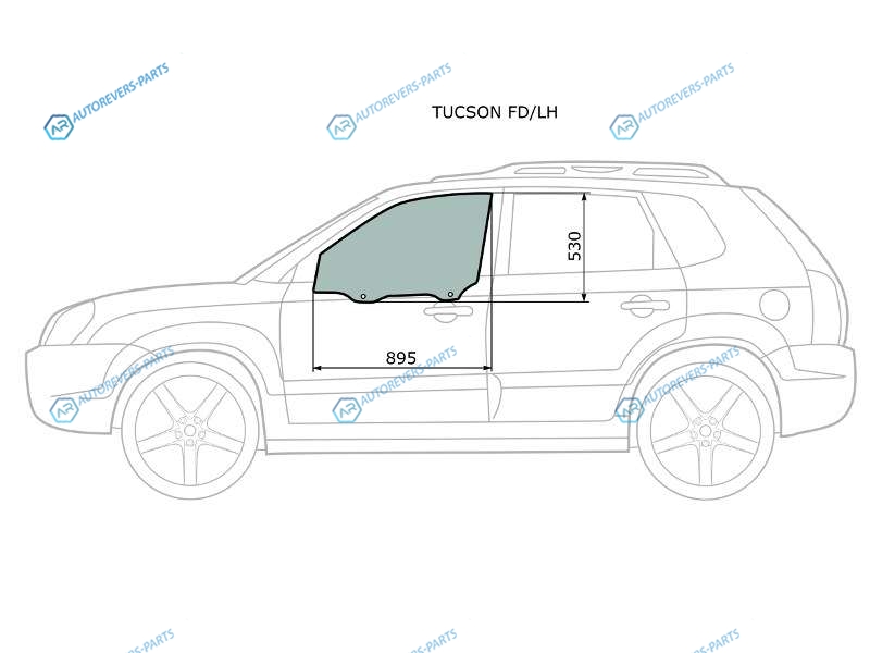 TUCSON FDLH Стекло переднее левое опускное HYUNDAI 04-10