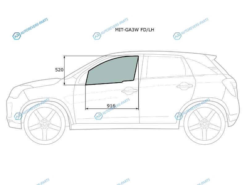 MIT-GA3W FDLH Стекло переднее левое опускное MITSUBISHI ASXRVR GAW 10-CITROEN C4 AIRCROSS 12-17 PEUGEOT 4008 1