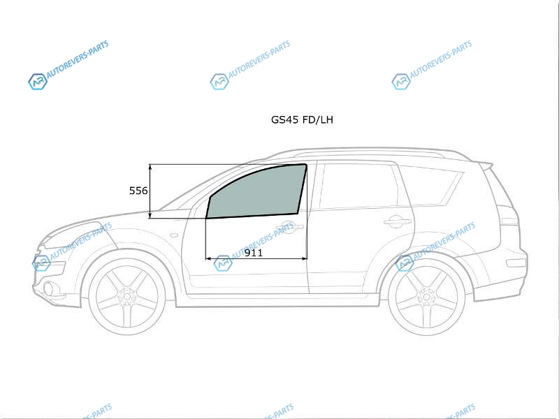 GS45 FDLH Стекло переднее левое опускное MITSUBISHI OUTLANDER XL CWW 05-12PEUGEOT 4007 07-12