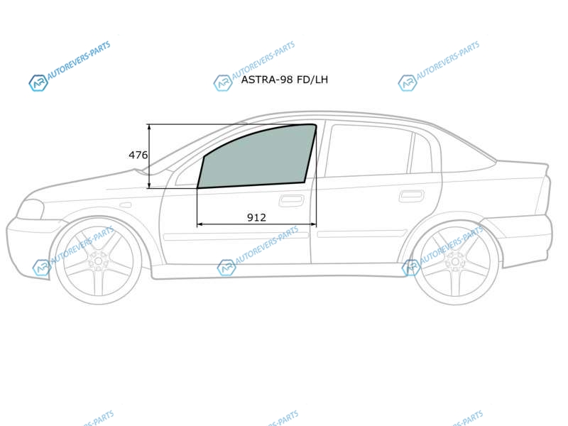 ASTRA-98 FDLH Стекло переднее левое опускное OPEL ASTRA G 345D 98-04CHEVROLET VIVA 4D 04-08