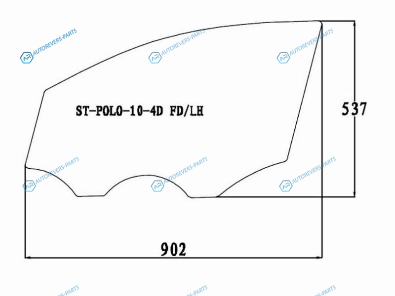 SPG-POLO-10-4D FDLH Стекло переднее левое опускное VOLKSWAGEN POLO V 4D SED 09-