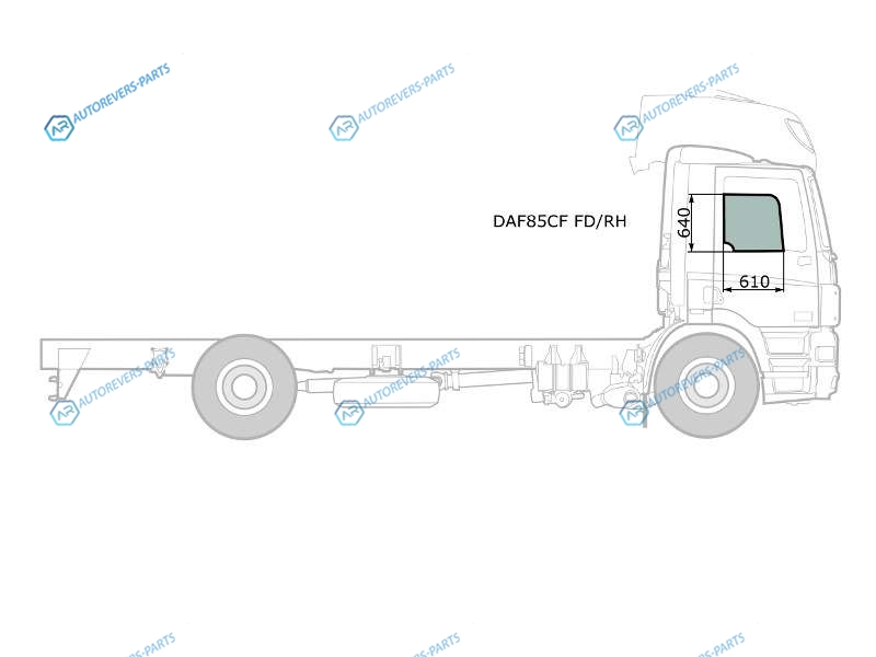 DAF85CF FDRH Стекло переднее правое опускное DAF 7585CF SERIES 93-98