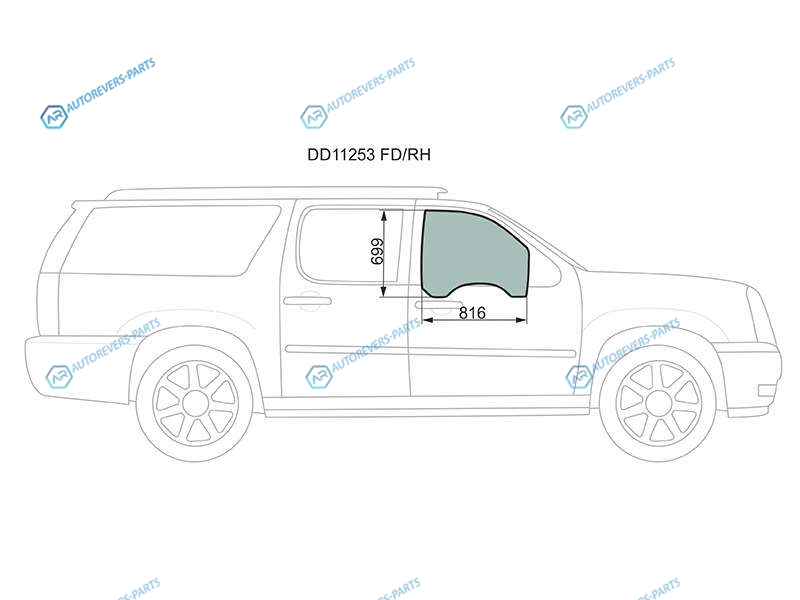 DD11253 FDRH Стекло переднее правое опускное CADILLAC ESCALADE ESV 07-14