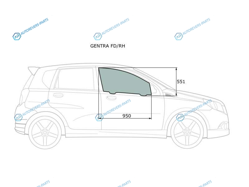 GENTRA FDRH Стекло переднее правое опускное CHEVROLET AVEO 45D 06-11DAEWOO 4D 06-11