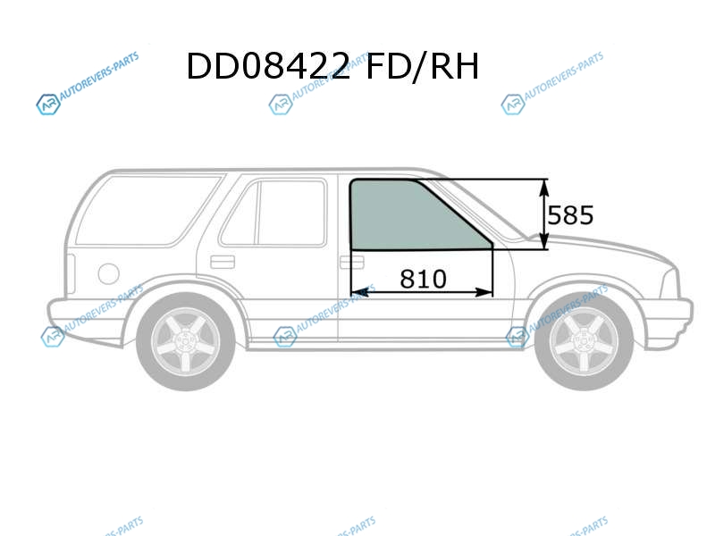 DD08422 FDRH Стекло переднее правое опускное CHEVROLET BLAZER S10 35D 95-05
