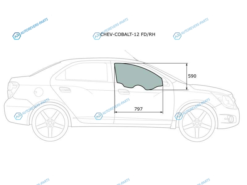 CHEV-COBALT-12 FDRH Стекло переднее правое опускное CHEVROLET COBALT 4D 12-16RAVON R4 16-
