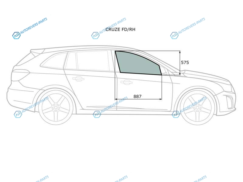 CRUZE FDRH Стекло переднее правое опускное CHEVROLET 45D 09-15