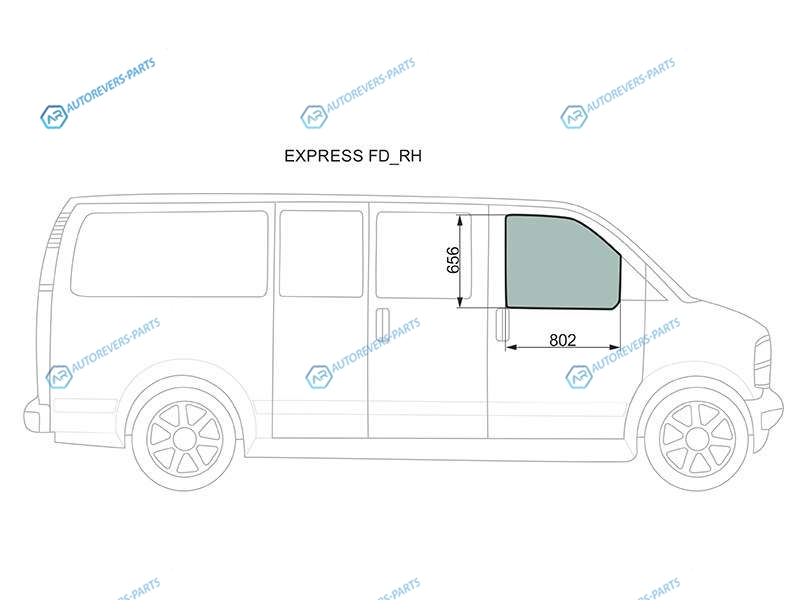 EXPRESS FDRH Стекло переднее правое опускное CHEVROLET VAN 96-02
