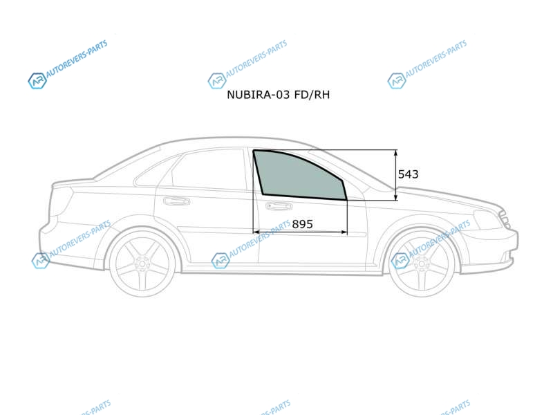 NUBIRA-03 FDRH Стекло переднее правое опускное CHEVROLET LACETTI DAEWOO NUBIRA 45D 04-13