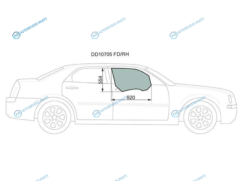 DD10705 FDRH Стекло переднее правое опускное CHRYSLER 300C 4D 04-08