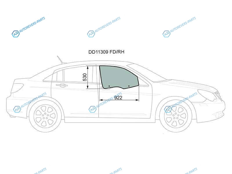 DD11309 FDRH Стекло переднее правое опускное CHRYSLER SEBRING 4D 07-11DODGE AVENGER 07-14
