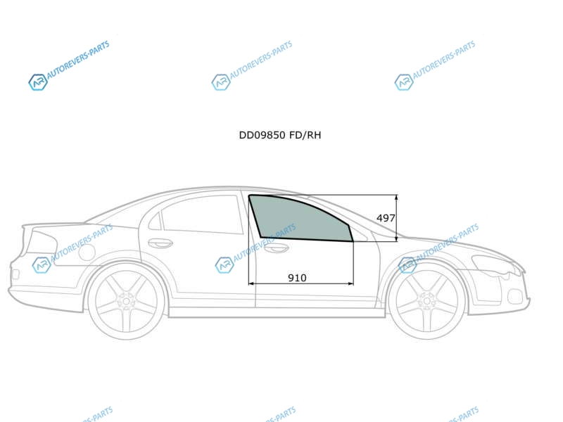 DD09850 FDRH Стекло переднее правое опускное CHRYSLER SEBRINGDODGE STRATUS 4D 00-06  VOLGA SIBER 08-10