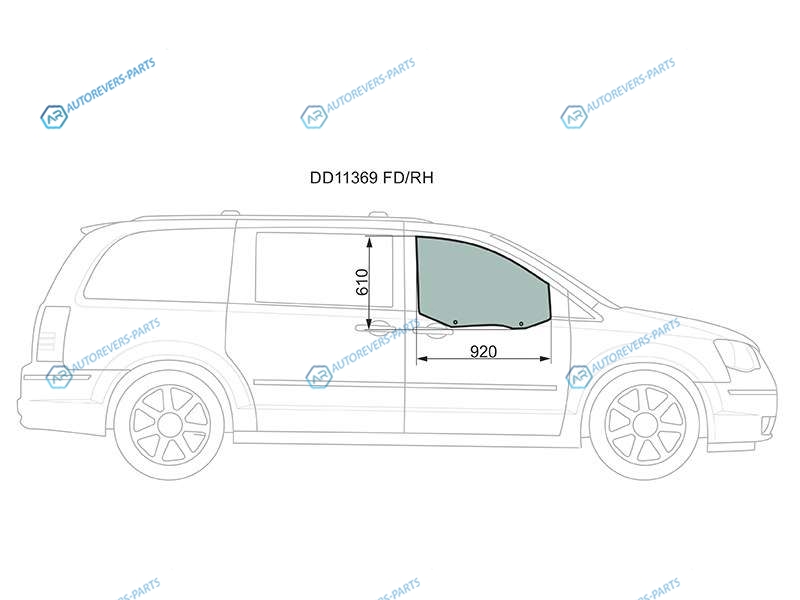DD11369 FDRH Стекло переднее правое опускное CHRYSLER TOWN&COUNTRY 08-16DODGE CARAVAN 07-