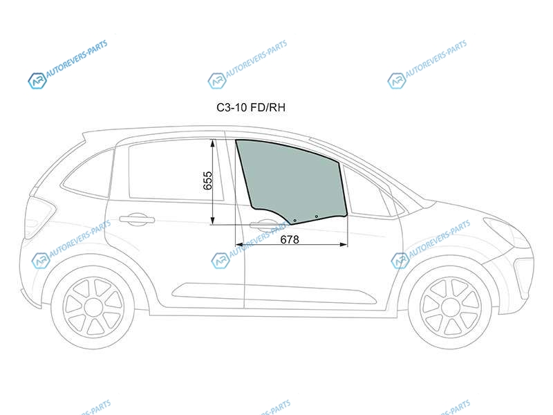 C3-10 FDRH Стекло переднее правое опускное CITROEN C3 5D HBK 10-16