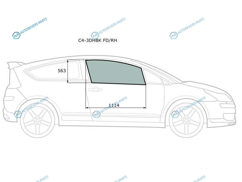C4-3DHBK FDRH Стекло переднее правое опускное CITROEN C4 3D 04-11