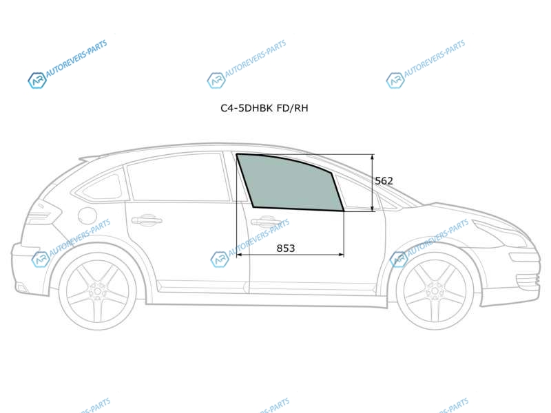 C4-5DHBK FDRH Стекло переднее правое опускное CITROEN C4 5D HBK 04-10