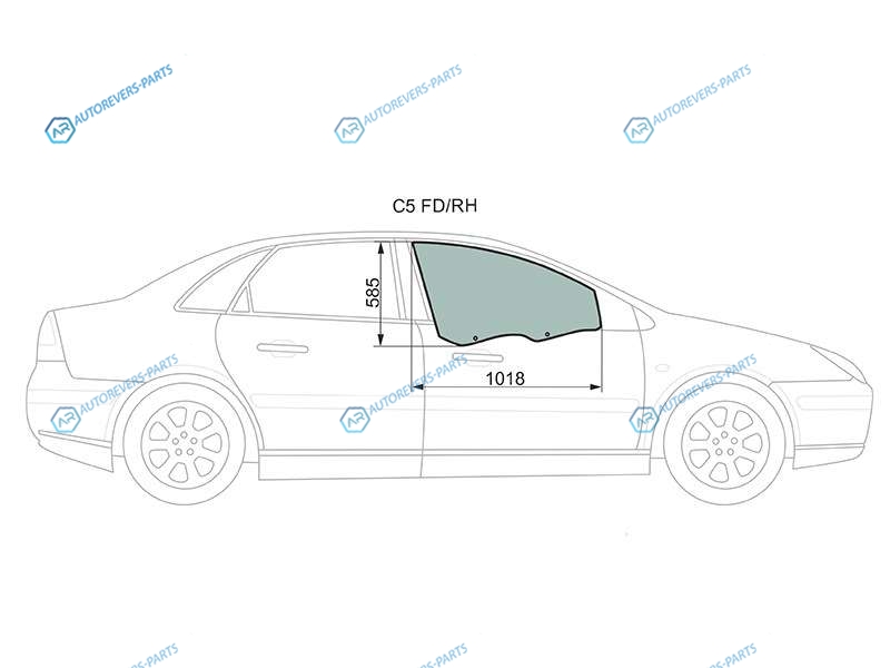C5 FDRH Стекло переднее правое опускное CITROEN HBKWGN 01-08