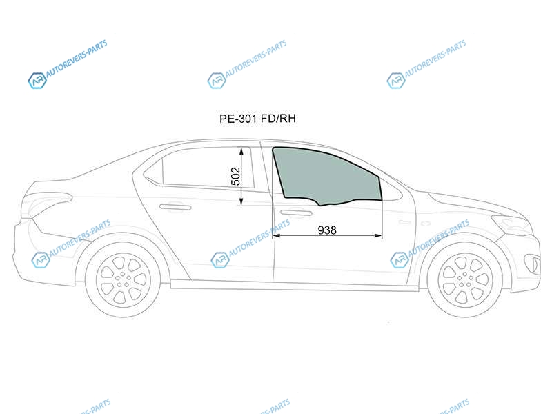 PE-301 FDRH Стекло переднее правое опускное CITROEN C-ELYSSEPEUGEOT 301 4D 13-