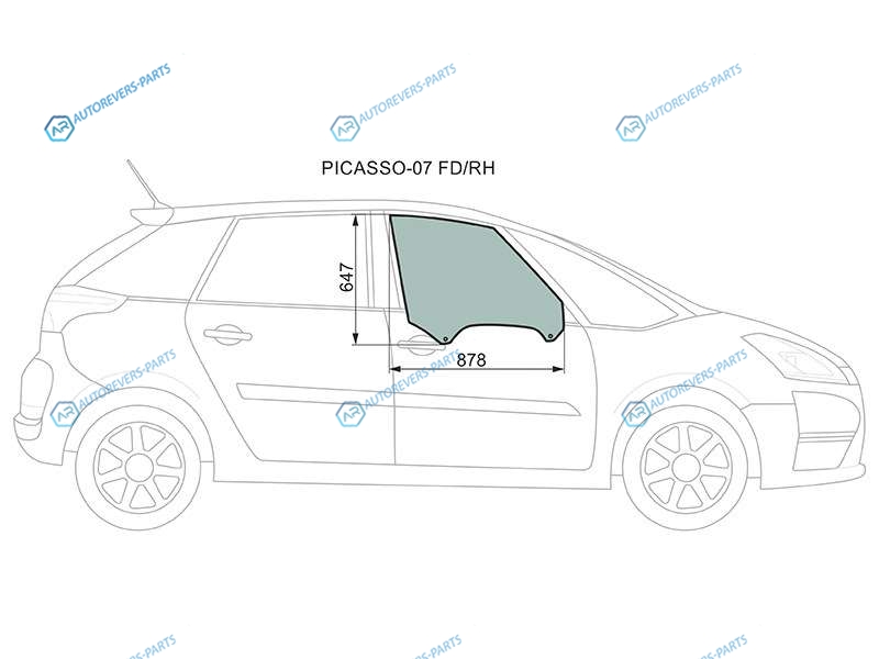 PICASSO-07 FDRH Стекло переднее правое опускное CITROEN С4 PICASSOGRAND PICASSO 07-13
