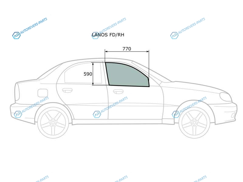 LANOS FDRH Стекло переднее правое опускное DAEWOO LANOSSHEVROLET LANOSZAZ CHANCE 45D 05-09