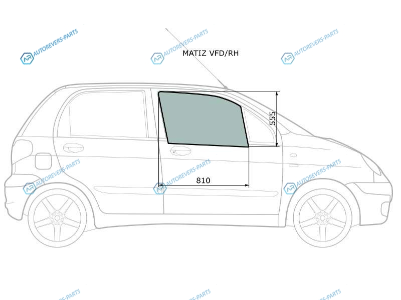 MATIZ VFDRH Стекло переднее правое опускное DAEWOO (Сборка Узбекистан) 01-15