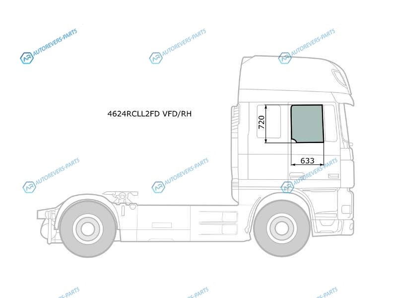 4624RCLL2FD VFDRH Стекло переднее правое опускное DAF 95(PEGASO TRONER)TE47 88-08