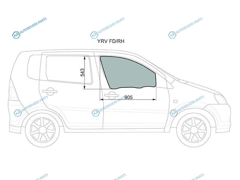 YRV FDRH Стекло переднее правое опускное DAIHATSU 00-05