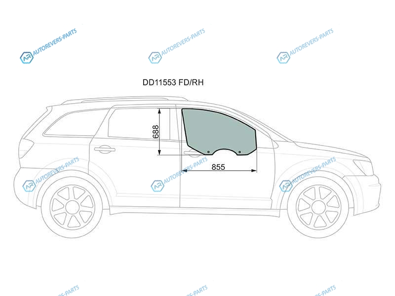 DD11553 FDRH Стекло переднее правое опускное DODGE JOURNEY 08-