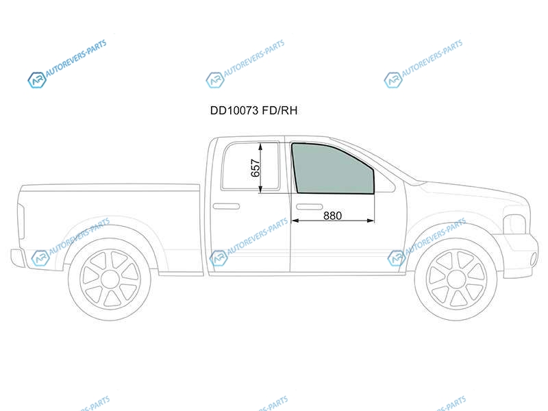 DD10073 FDRH Стекло переднее правое опускное DODGE RAM PICKUP 01-09