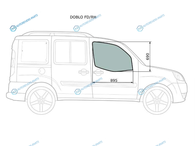 DOBLO FDRH Стекло переднее правое опускное FIAT 01-